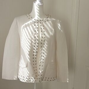 Zoey WHITE Studded Linen Dinner Jacket 4